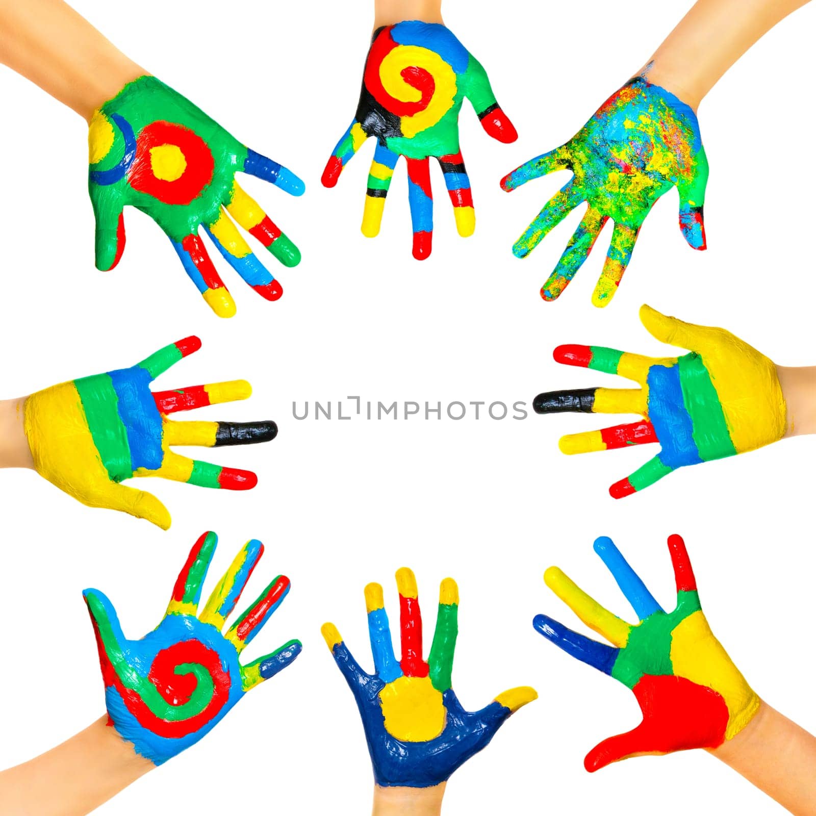 Many coloured children hands