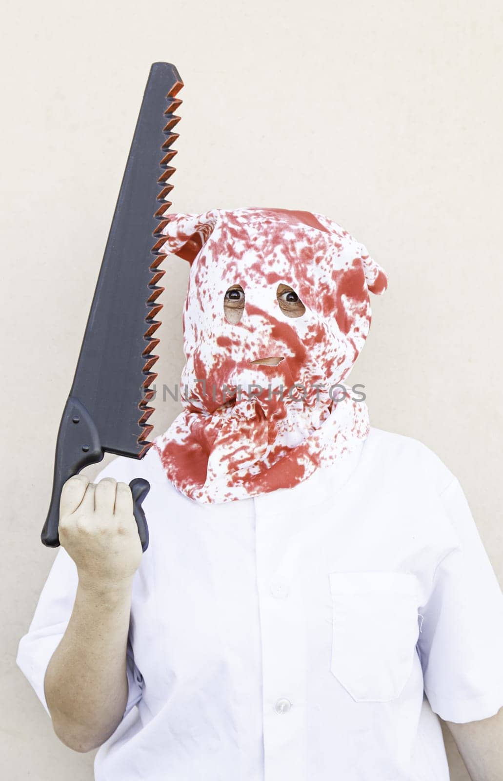 Hooded Murderer blood with knives, halloween
