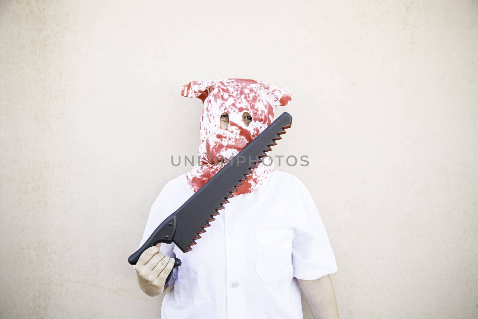 Hooded Murderer blood with knives, halloween