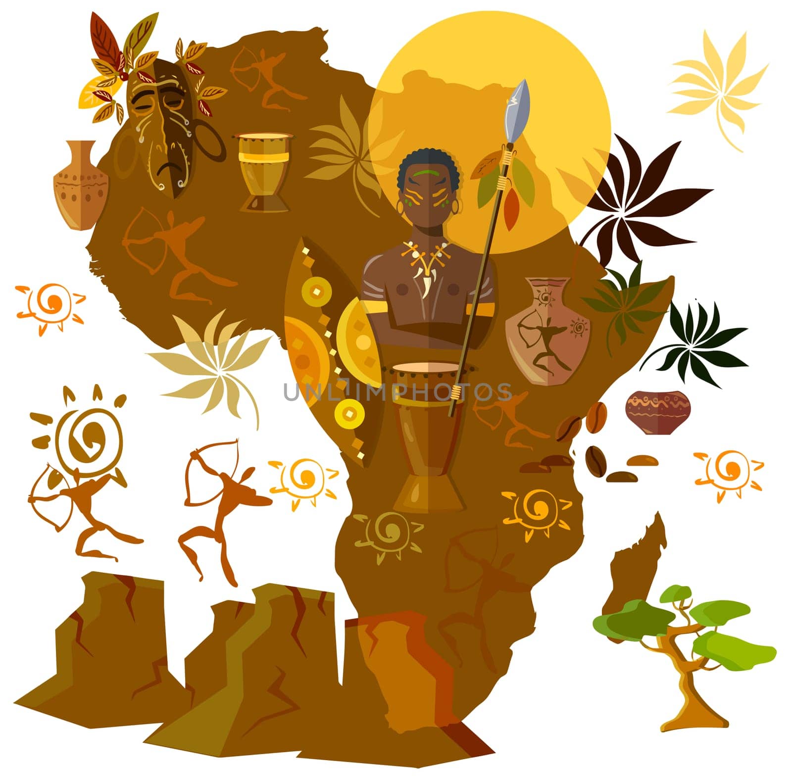 africa culture tribe afro mask ancient illustration