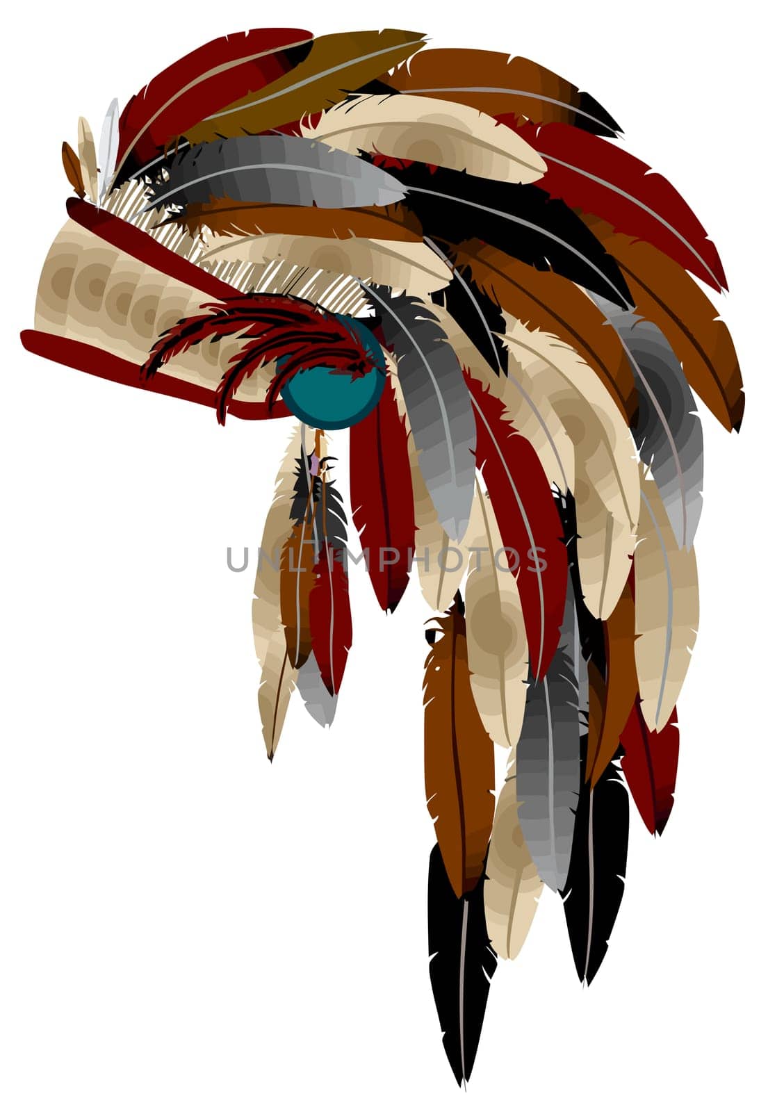 war bonnet american warrior indian native tribal chief illustration