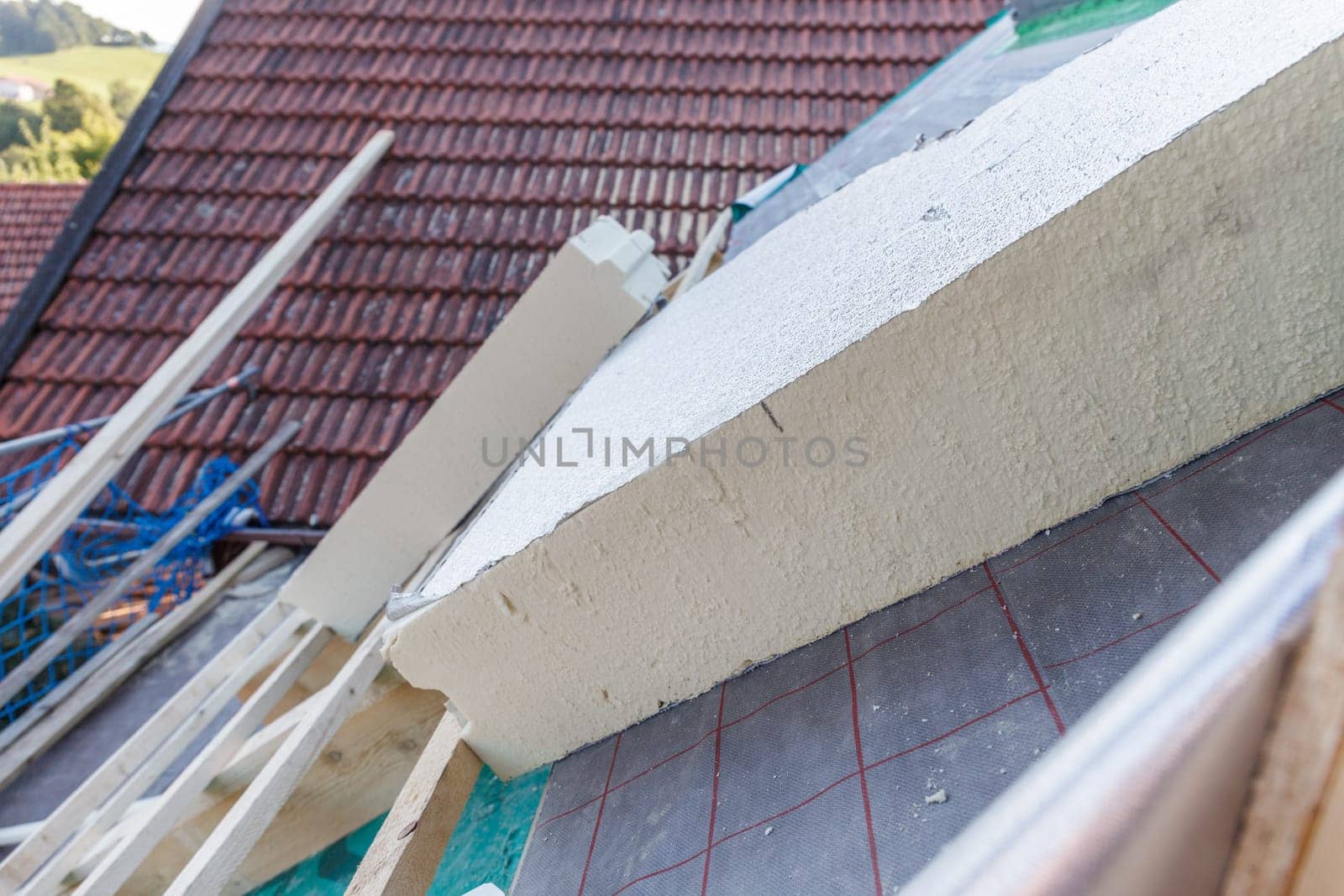 Loft conversion, renovation, renovation and dismantled windows on a construction site.