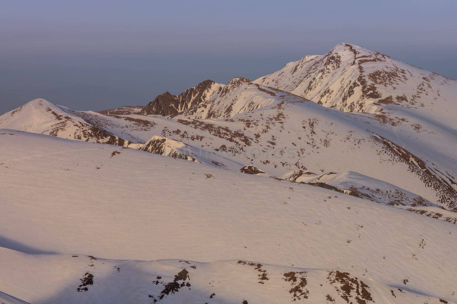 landscape mountain in winter. Fagaras Mountains, Romania