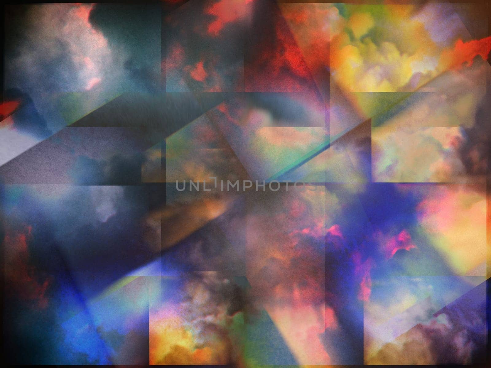 Colorful clouds with overlapping rectangular layers
