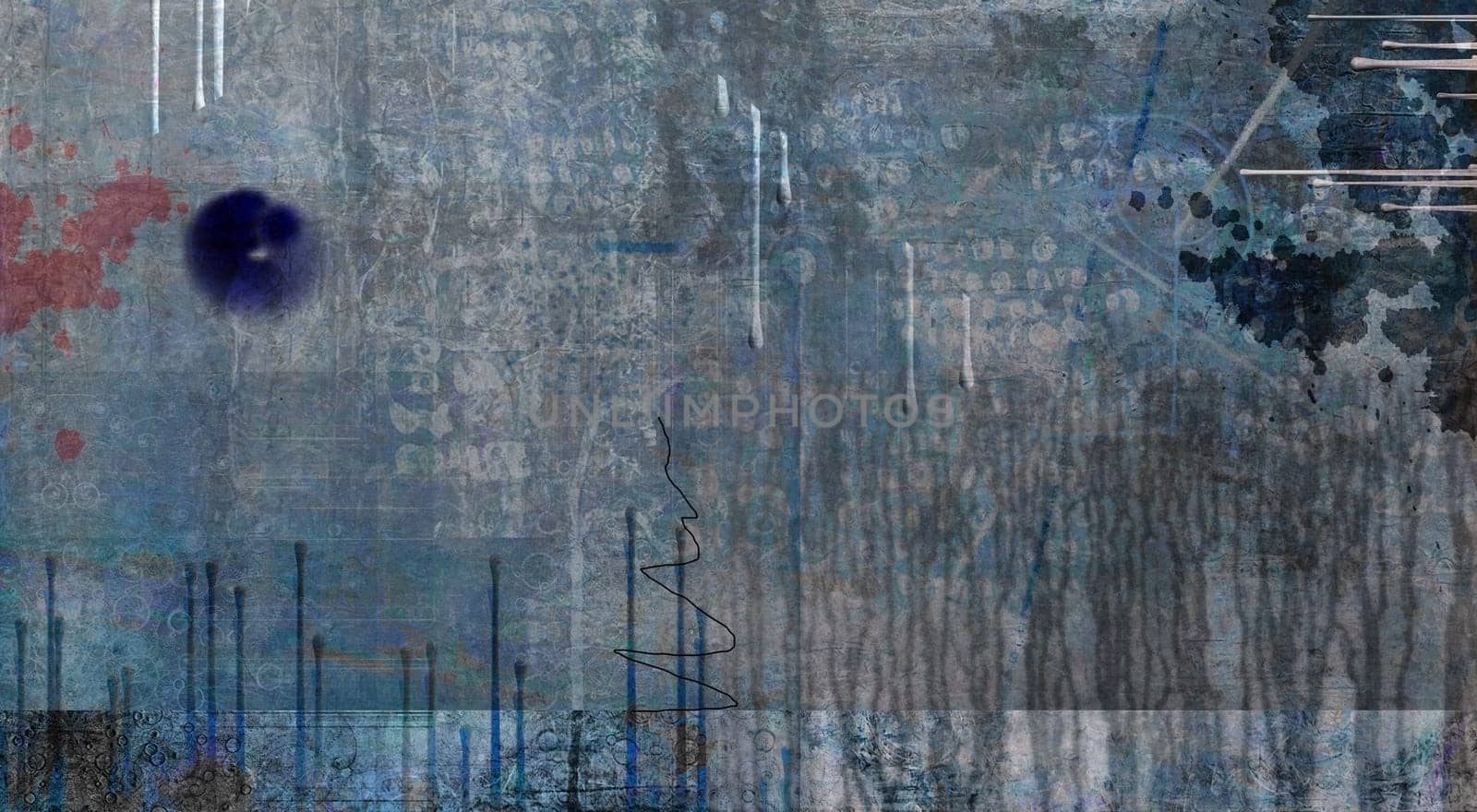 Muted Abstract Painting. Paint drops. 3D rendering