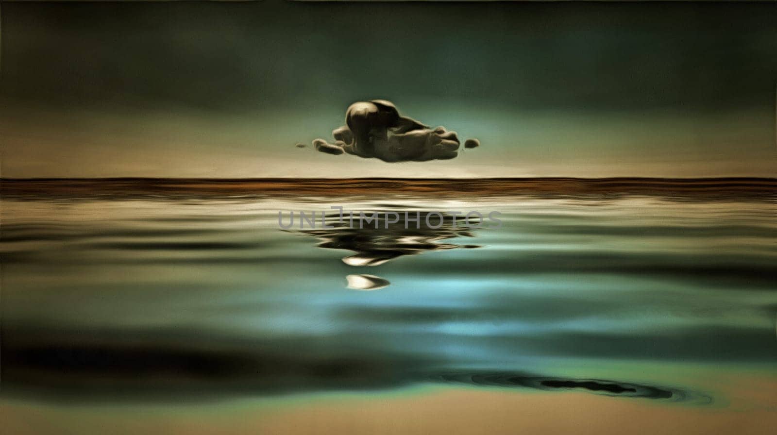 Lonely cloud above water surface.
