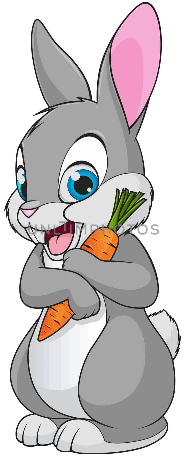 easter bunny holding carrot holiday illustration