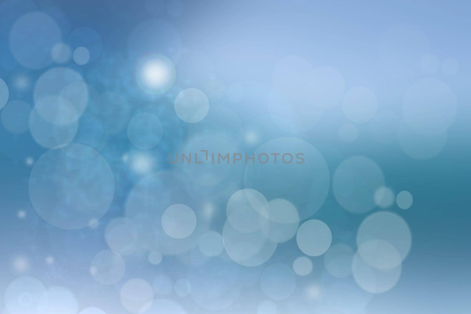 Abstract colorful blur blue texture background with white and blue bokeh circles in soft color style. Template for underwater backdrop or winter design illustration.
