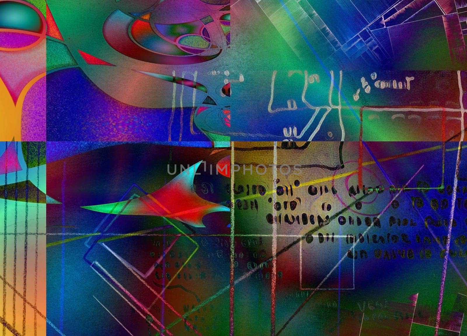 Modern art abstract with text. 3D rendering