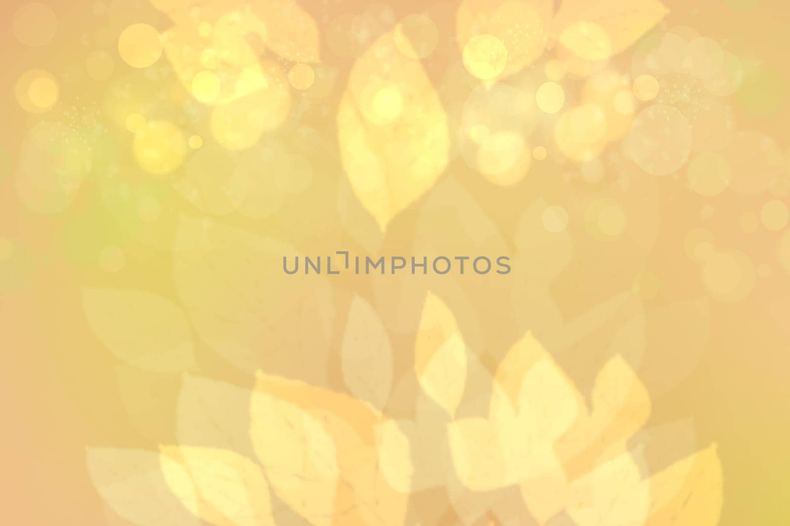 Autumn background. Abstract festive autumn gradient golden pastel bright background texture with leaves. Indian summer. Space.