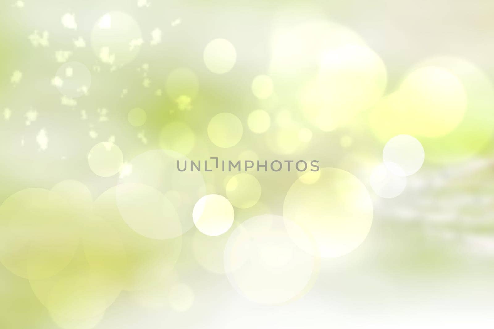 Abstract blurred light green pastel background texture with white bokeh circles.