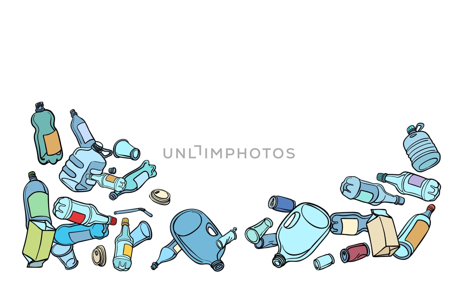 plastic waste, ecology and recycling. Pop art retro vector illustration vintage kitsch