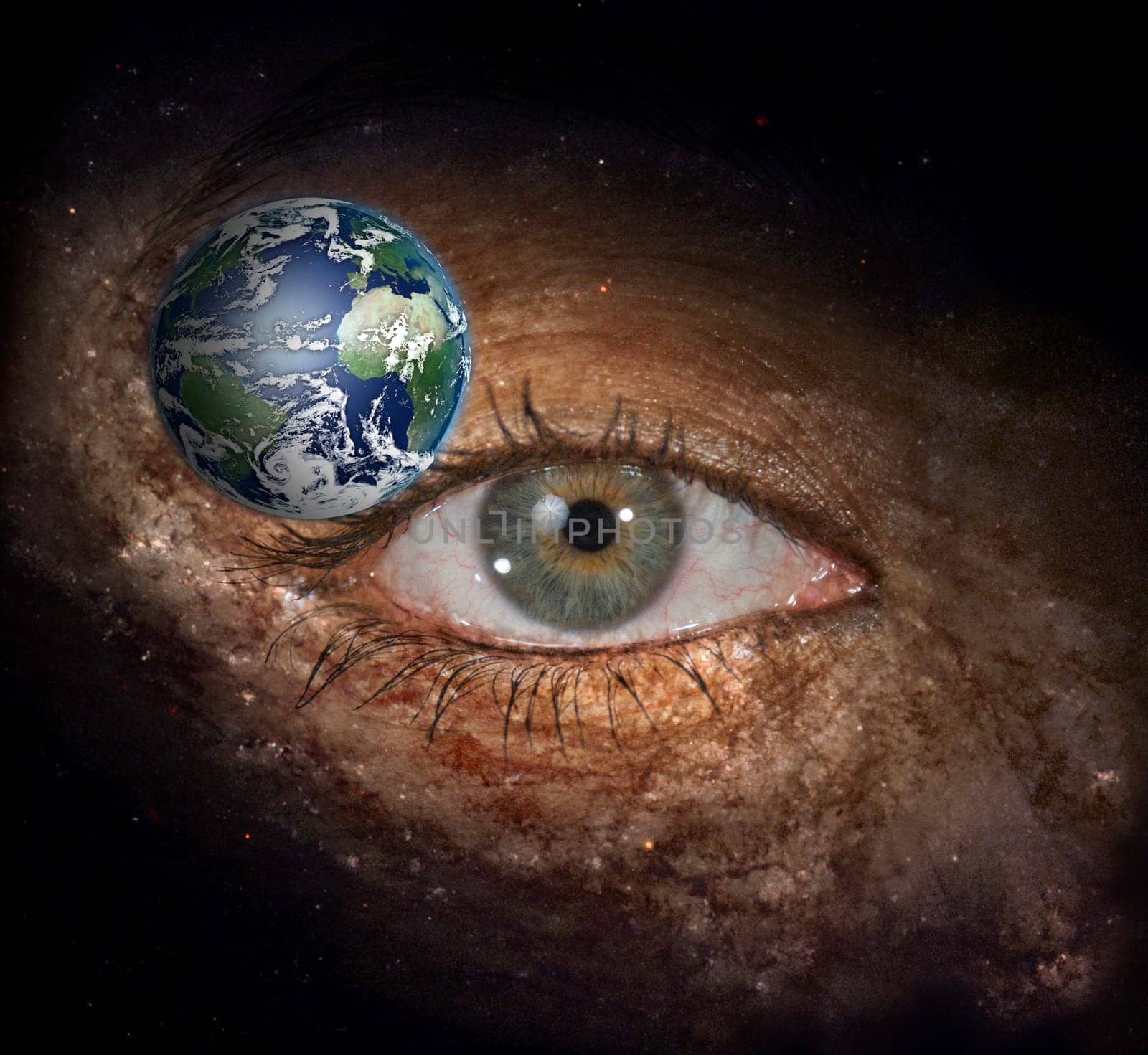 Eye in midst of Galaxy with Earth