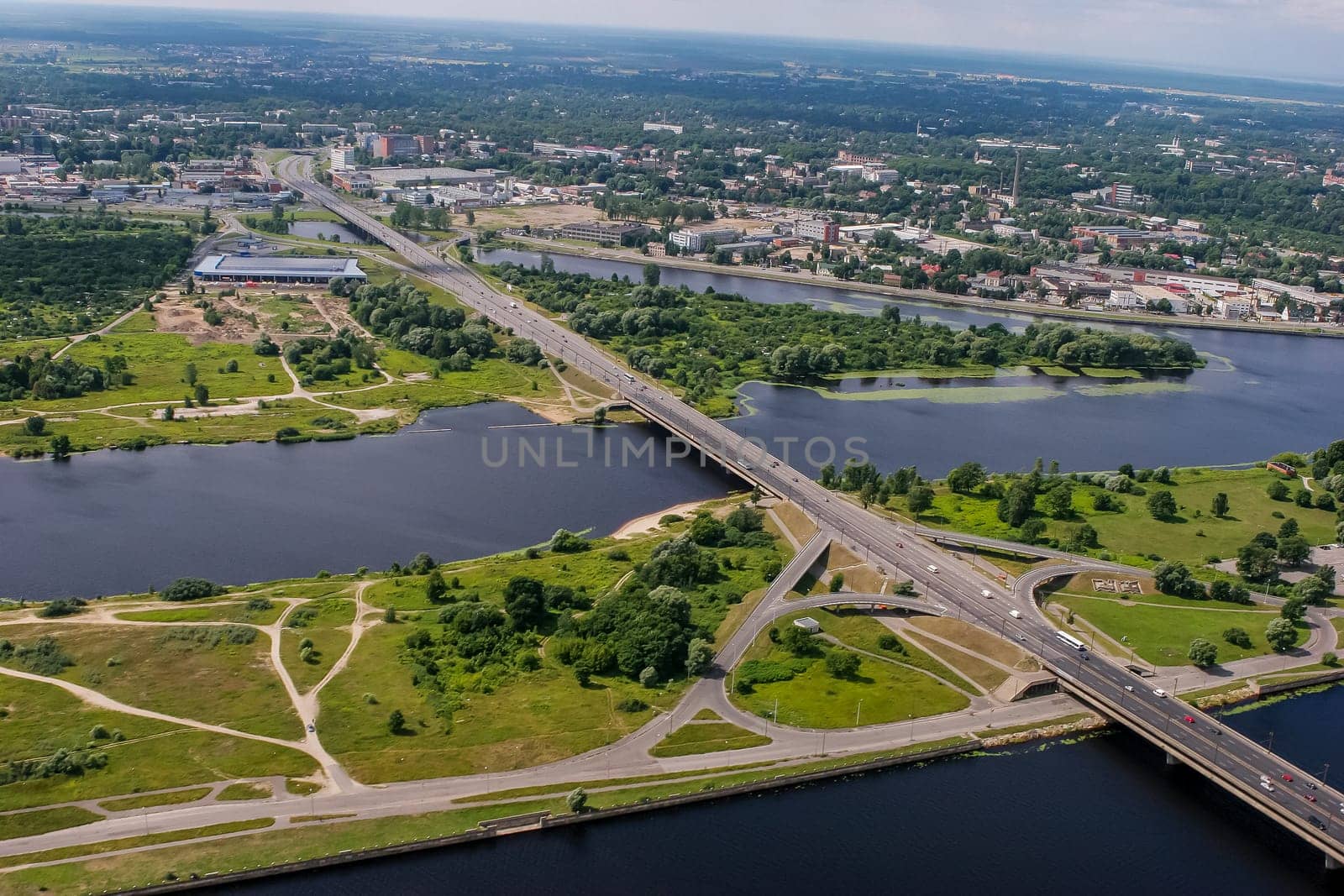 Aerial view of Riga city- capital of Latvia. Riga from above.
