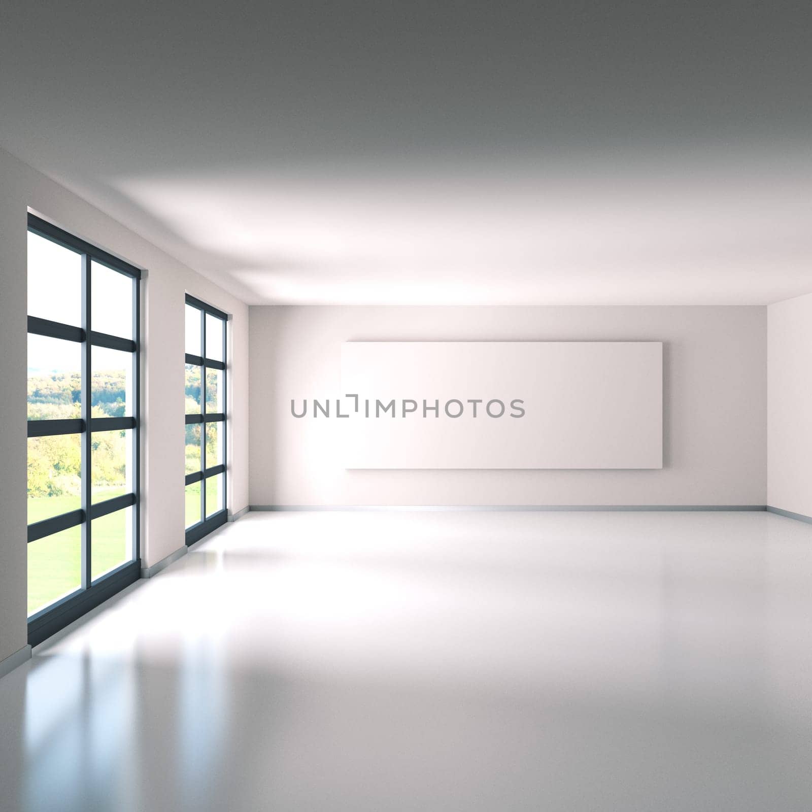 Empty space with white canvas