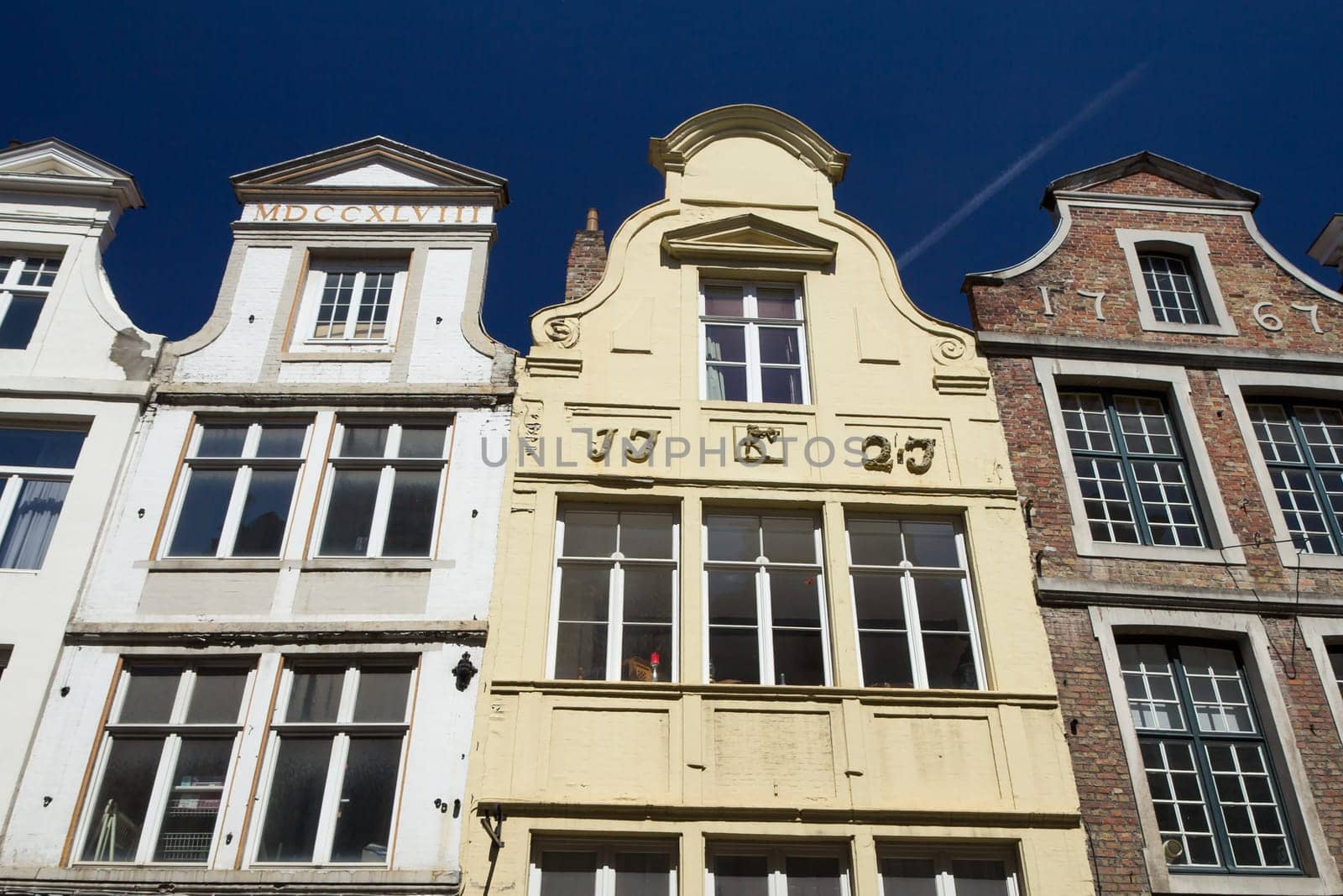 Group of the historic houses in Bruges (Flanders, Belgium). Front view.