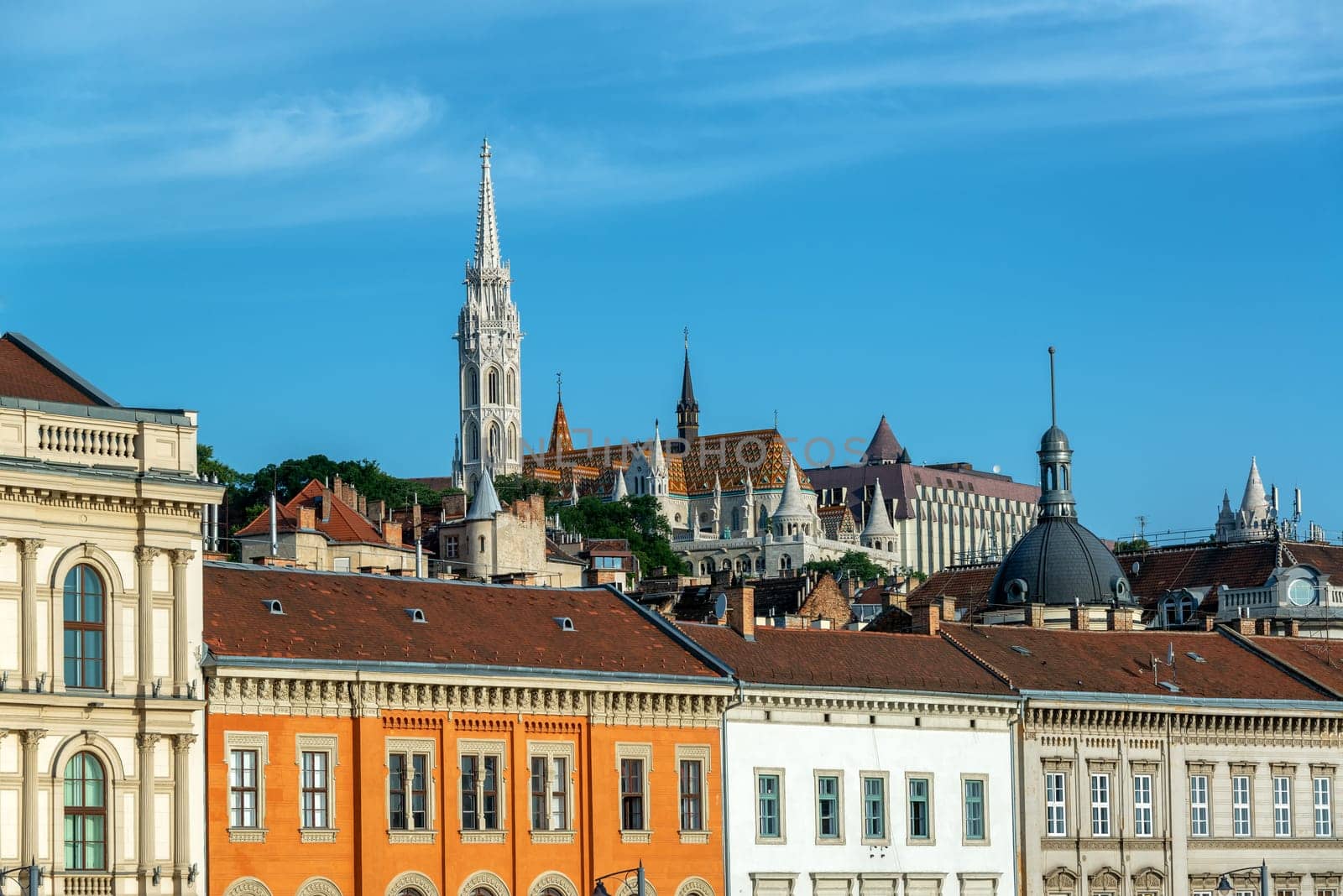View of beautiful city of Budapest, Hungary and St. Matthias church