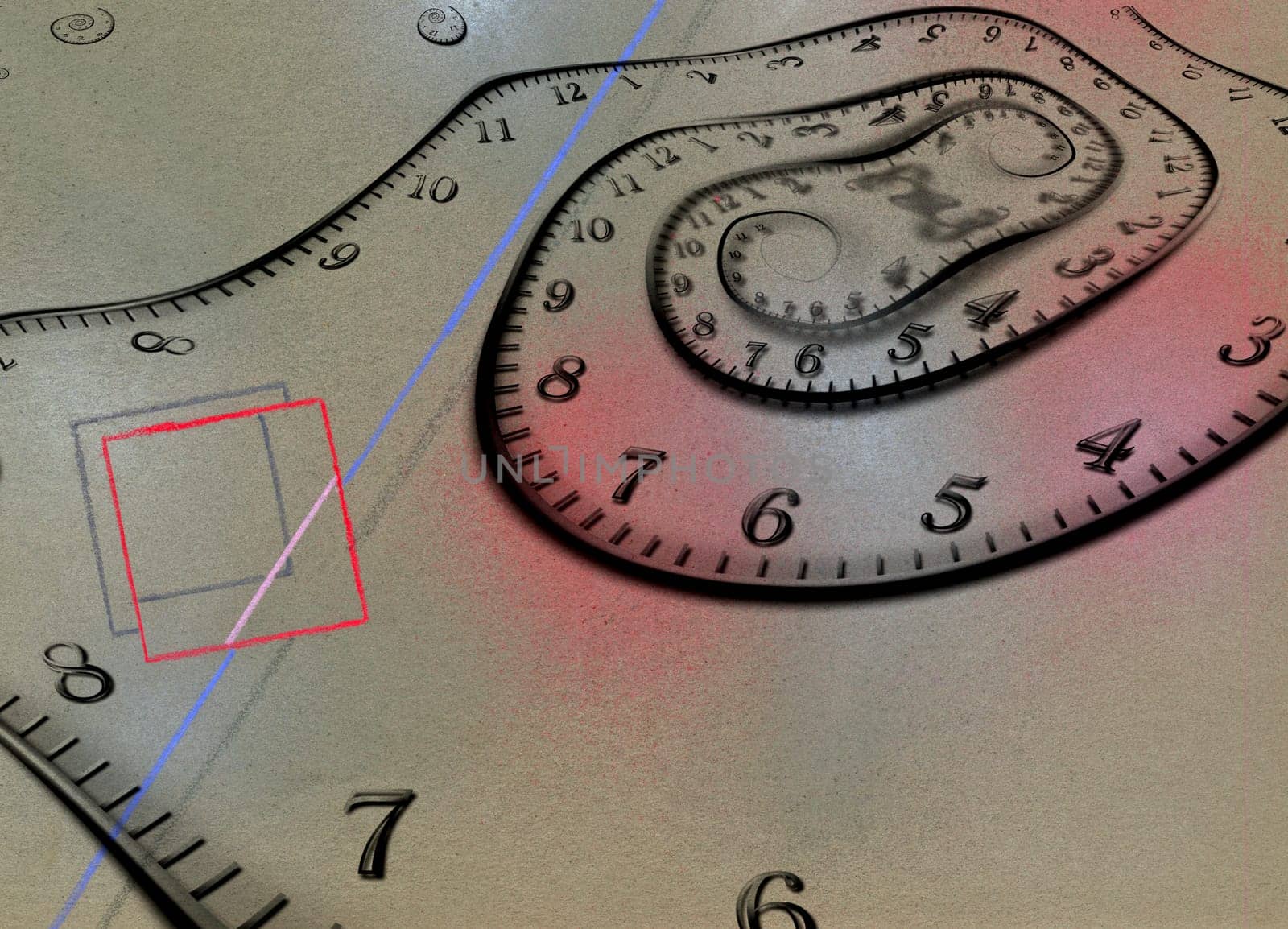 Time spiral. Abstract composition with geometric figures