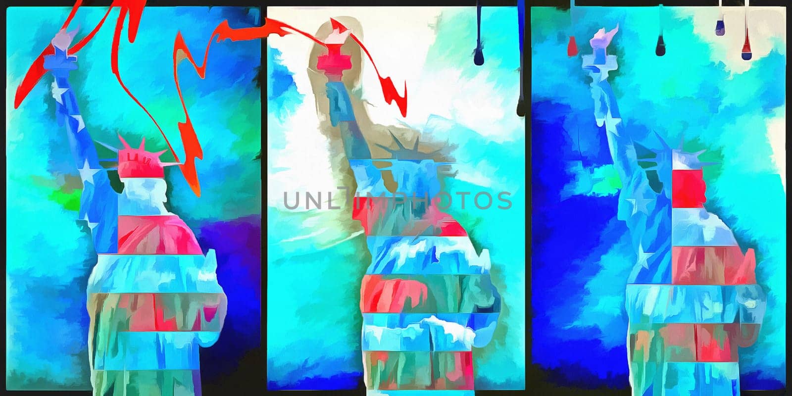 Statue of Liberty. Modern art acrylic painting