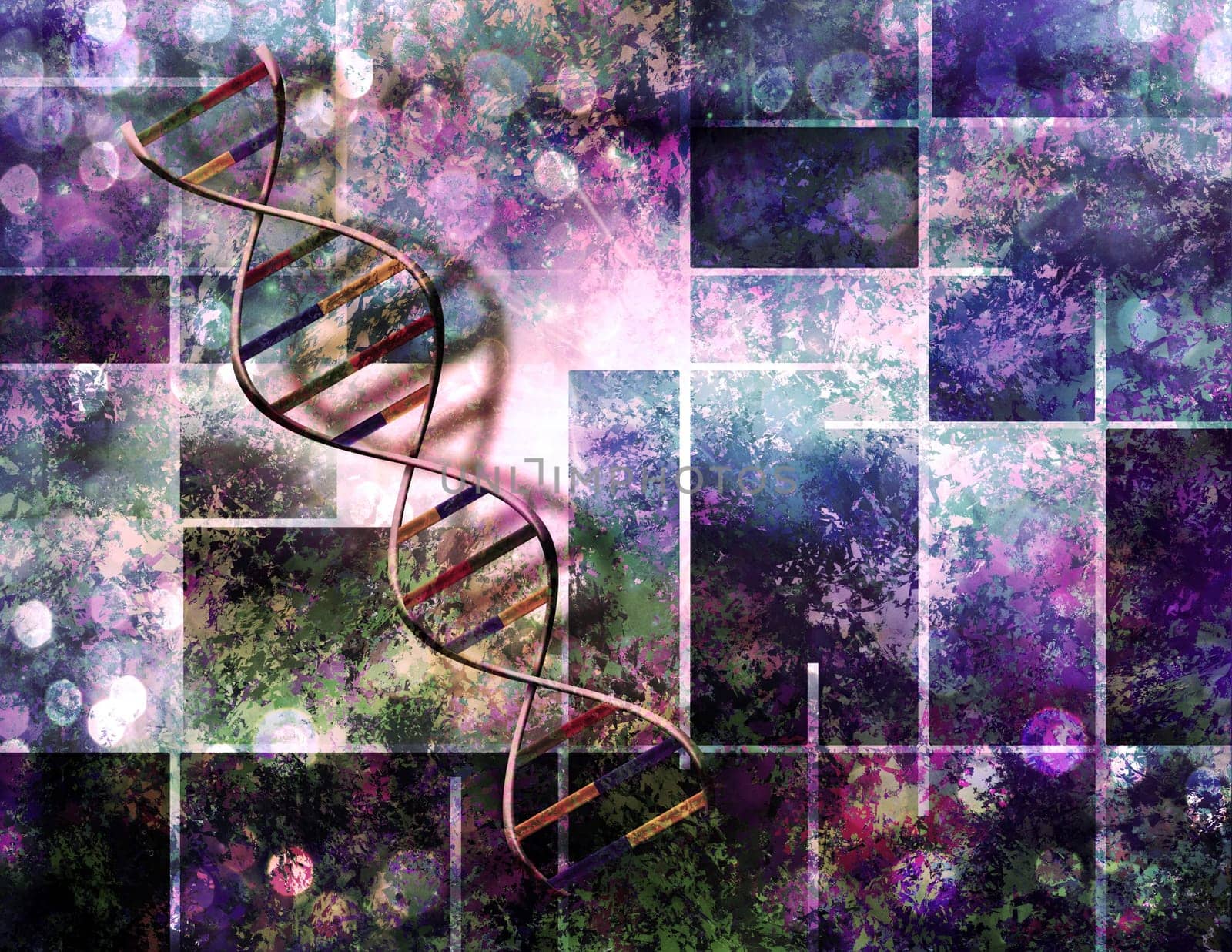 DNA strand on abstract colorful background