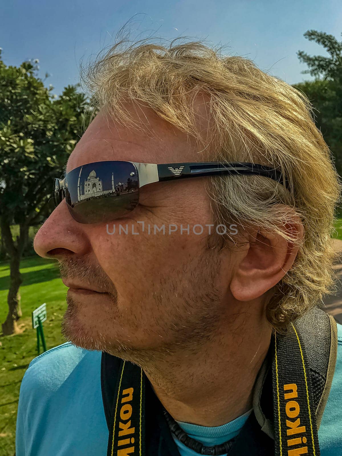 Selfie in front of Crown of the Palaces - Taj Mahal in Agra, Uttar Pradesh, India