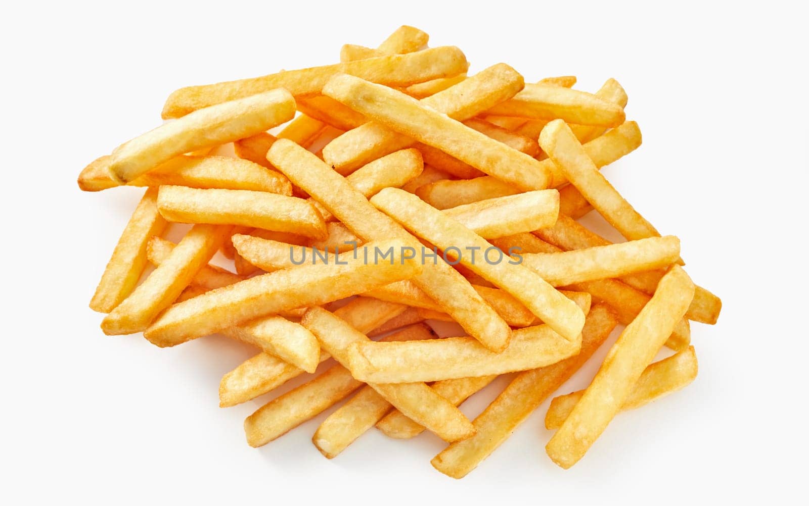 Above view of french fries. On isolate white background.
