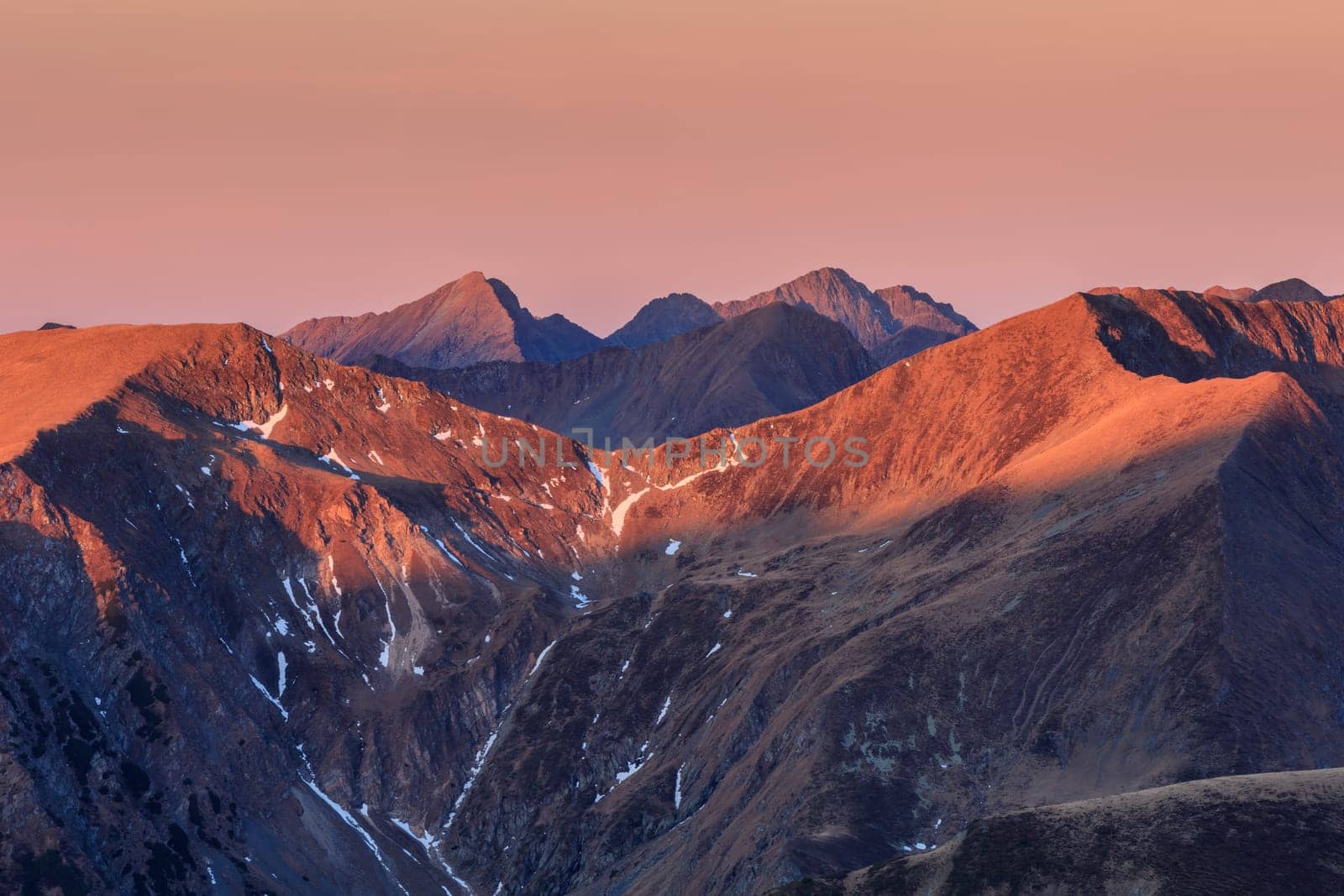 mountain landscape in Fagaras Mountains, Romania. In the background Negoiu Peak 2535 m