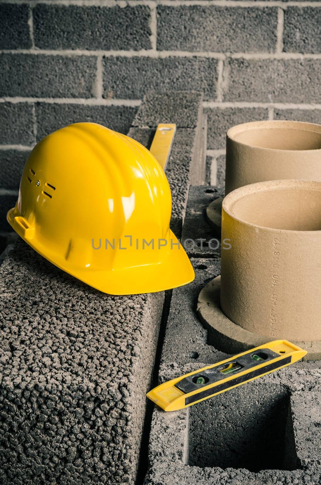 construction of a modular chimney, close-up