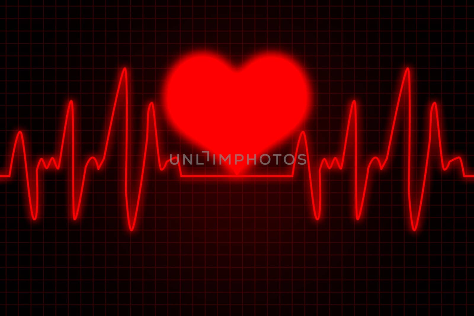 Heart and heartbeat symbol - Green and red colors