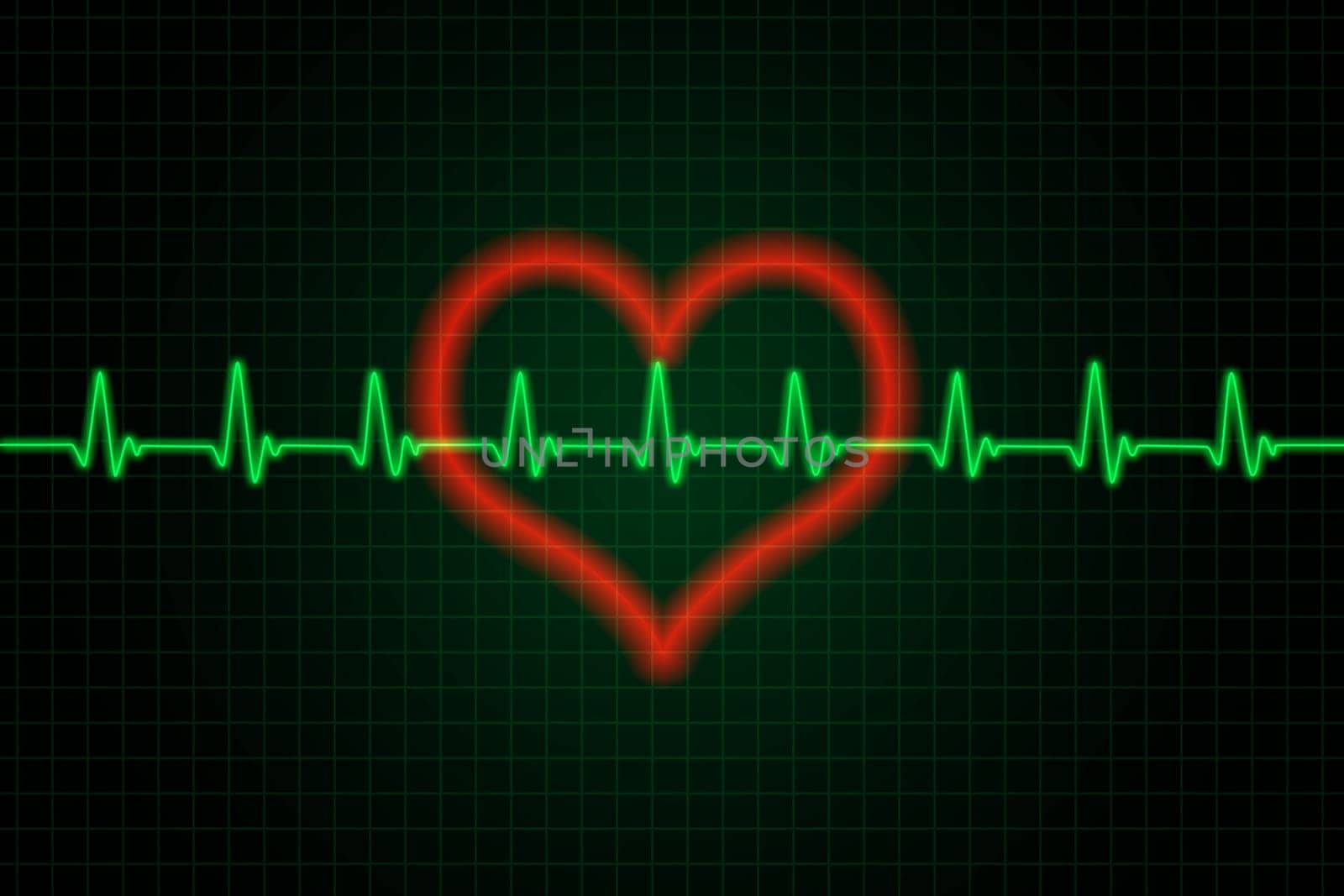 Heart and heartbeat symbol - Green and red colors