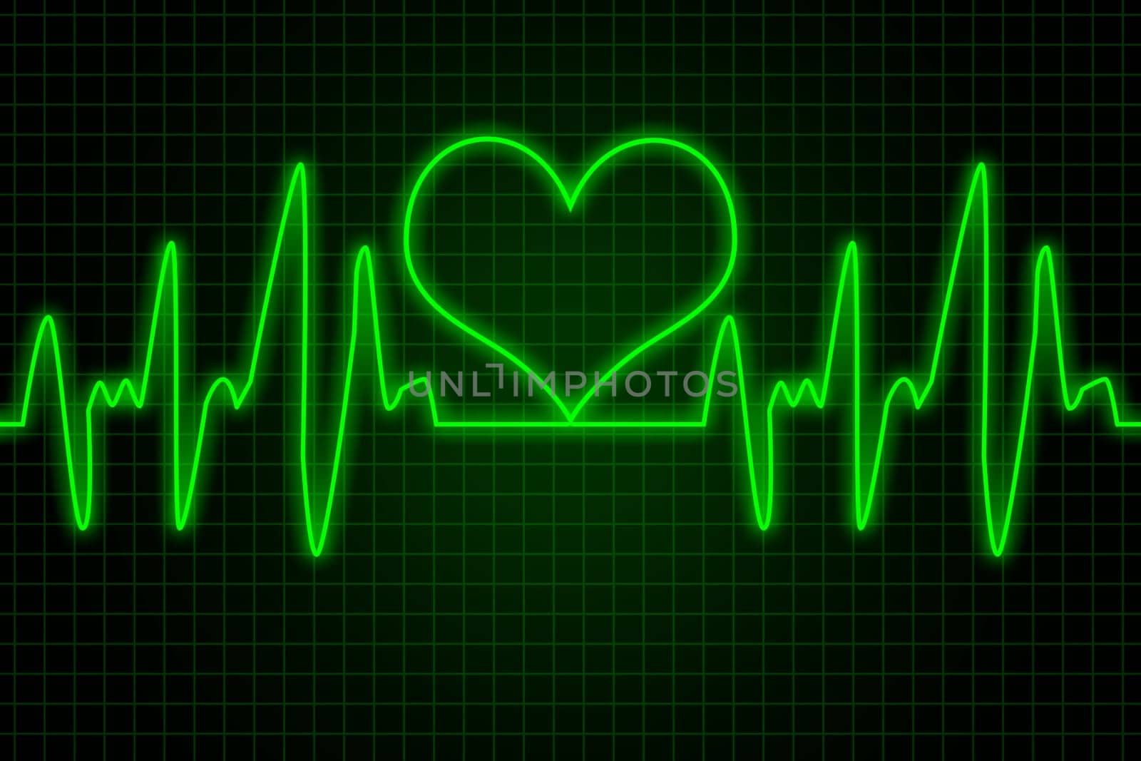 Heart and heartbeat symbol - Green and red colors