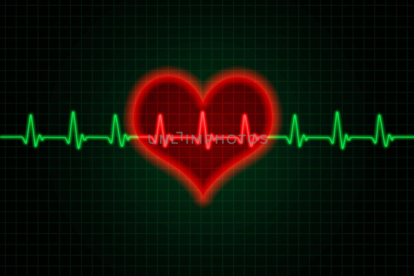 Heart and heartbeat symbol - Green and red colors