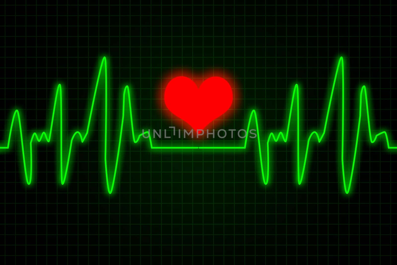 Heart and heartbeat symbol - Green and red colors