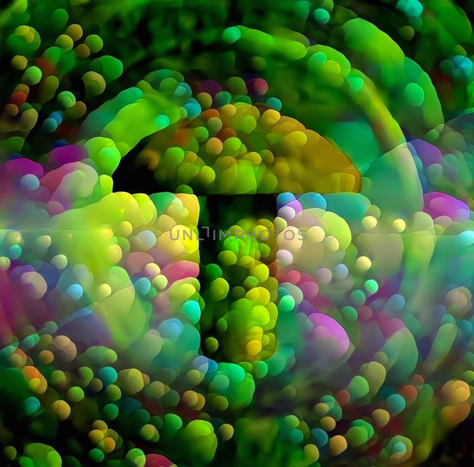 Abstract composition. Green hallucinogenic mushroom
