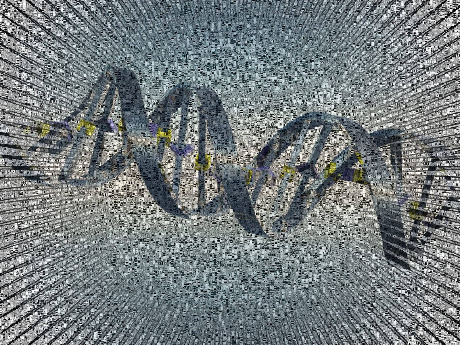 DNA chain. Image composed entirely of words
