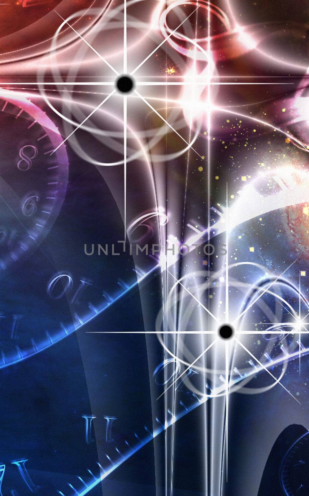 Retro Space Illustration. Black holes in universe