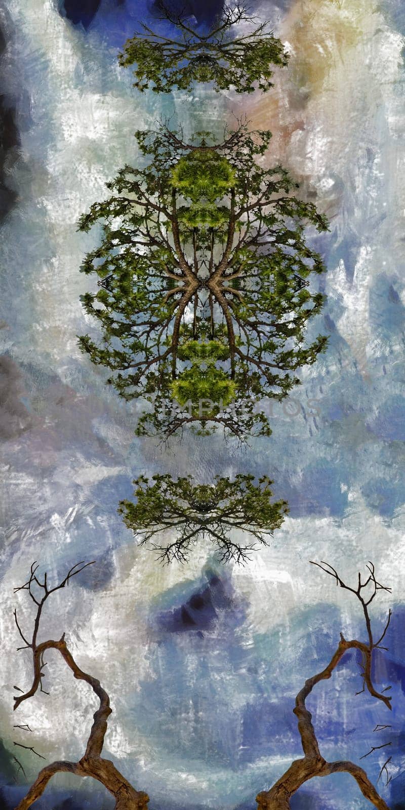 Painting on canvas. Abstract tree