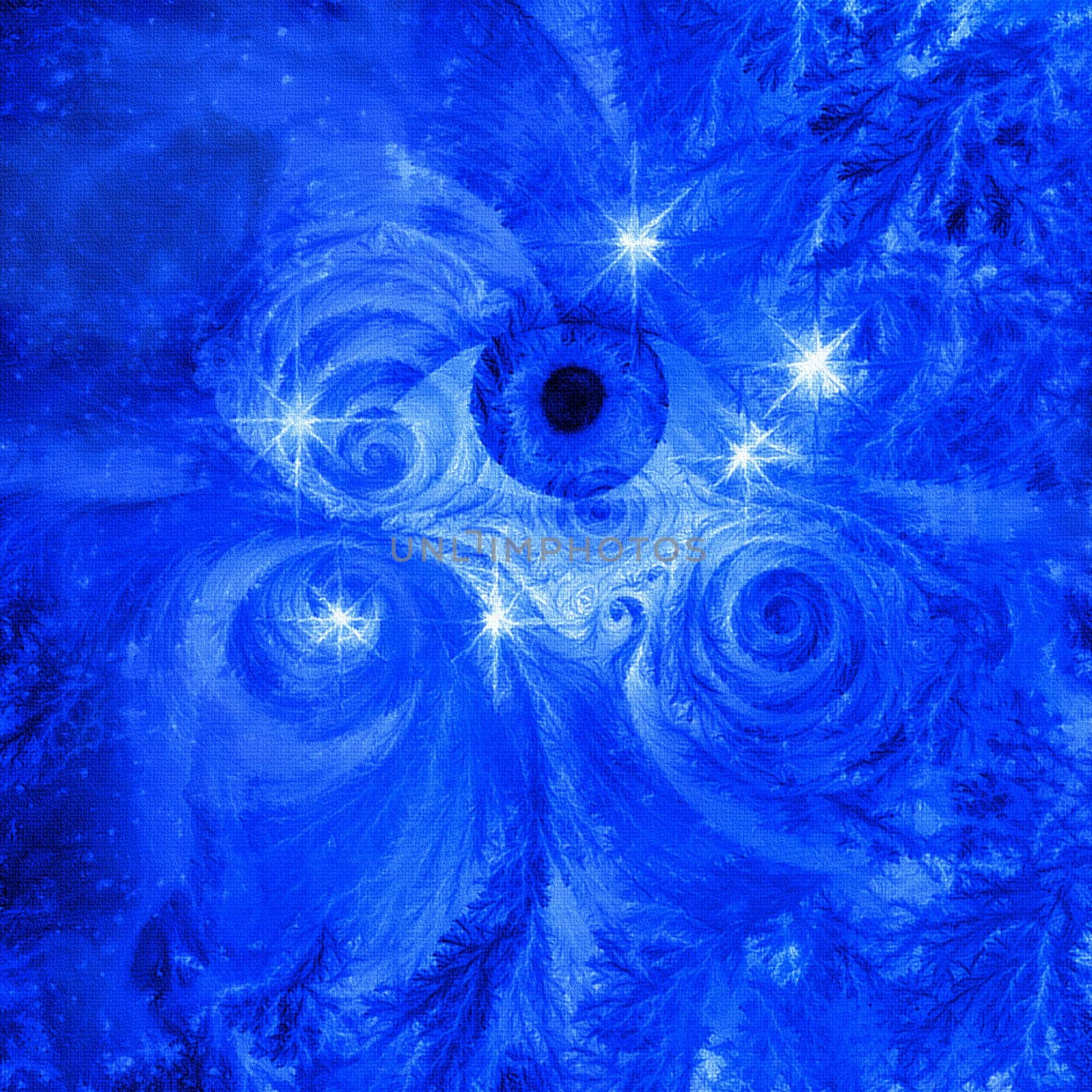 Eye and stars. Design in blue colors