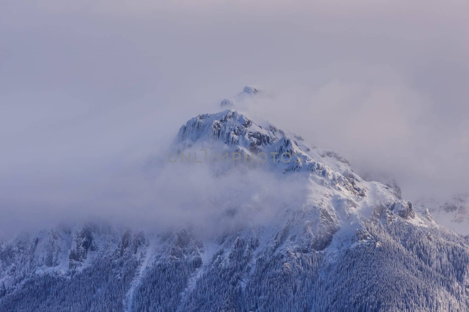mountain landscape in winter. Bucegi Mountains, Romania