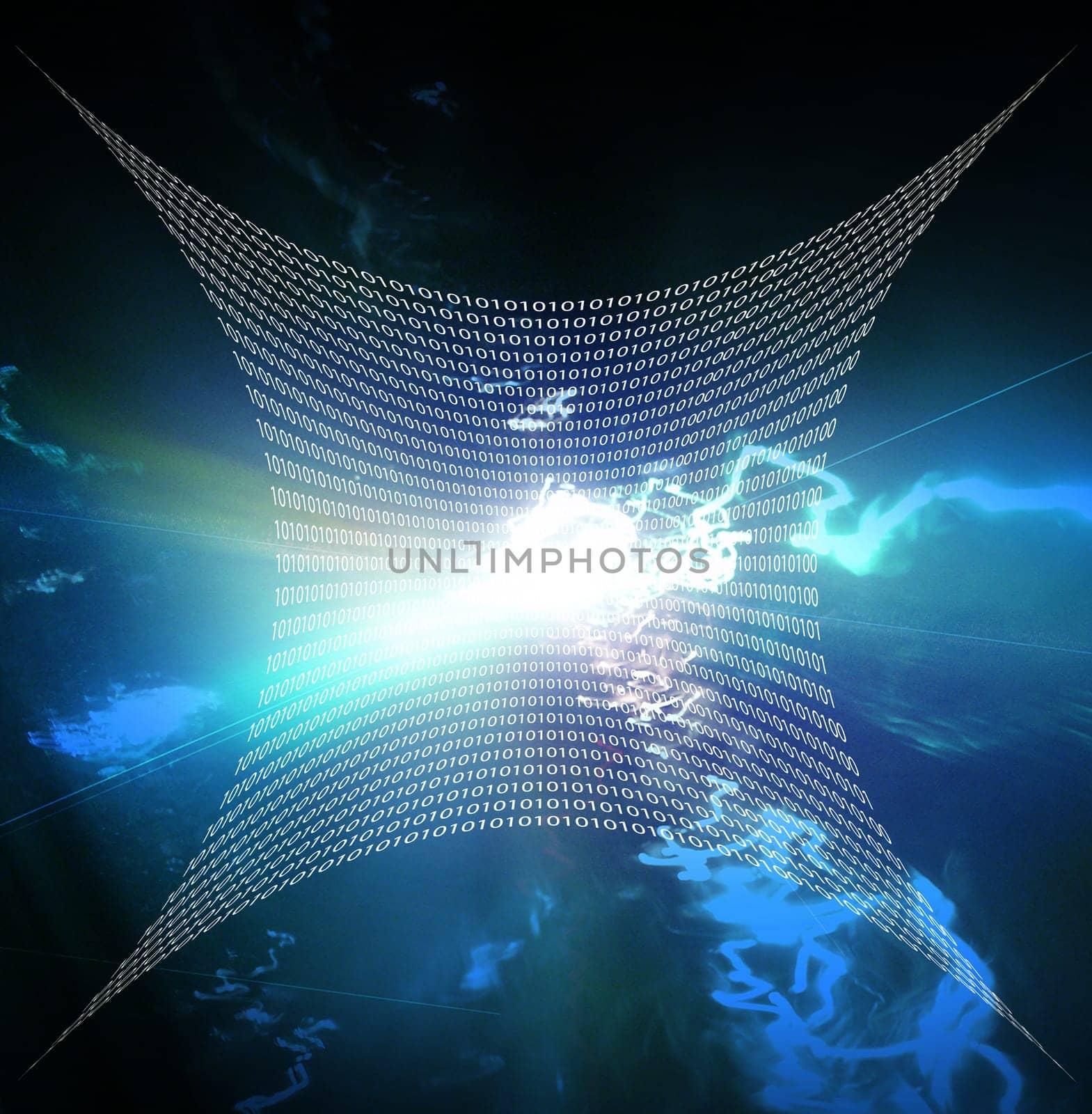 Internet represented by web of binary code