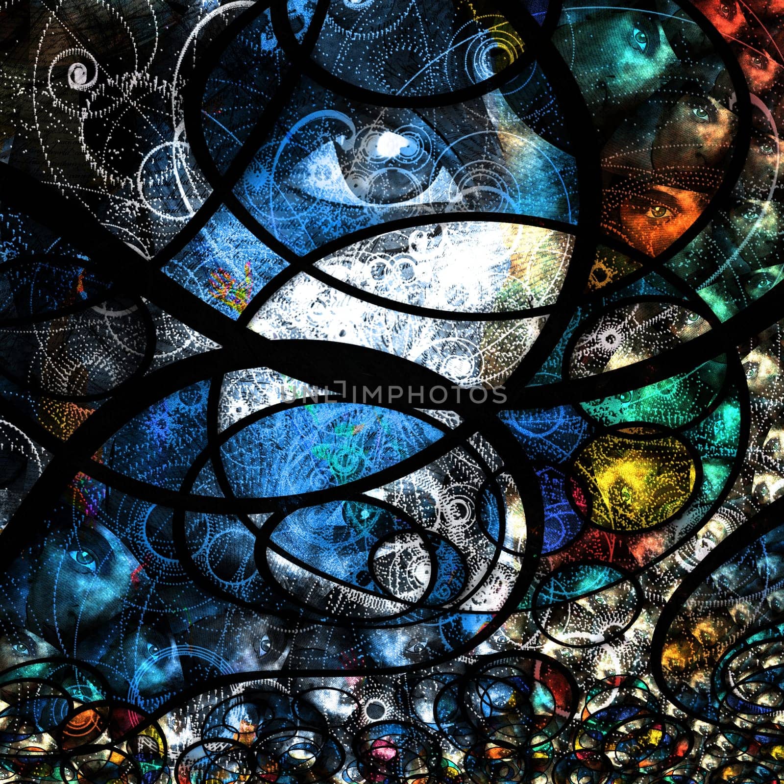 Colorful human eye abstract. Fractal of swirling lines