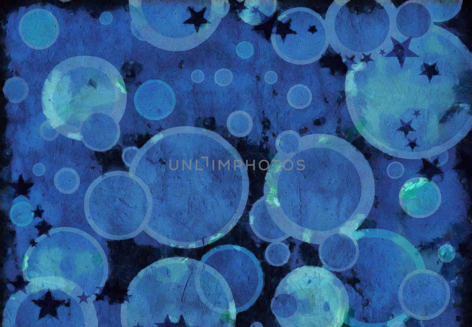 Circular Forms and Stars. Abstract background in blue color