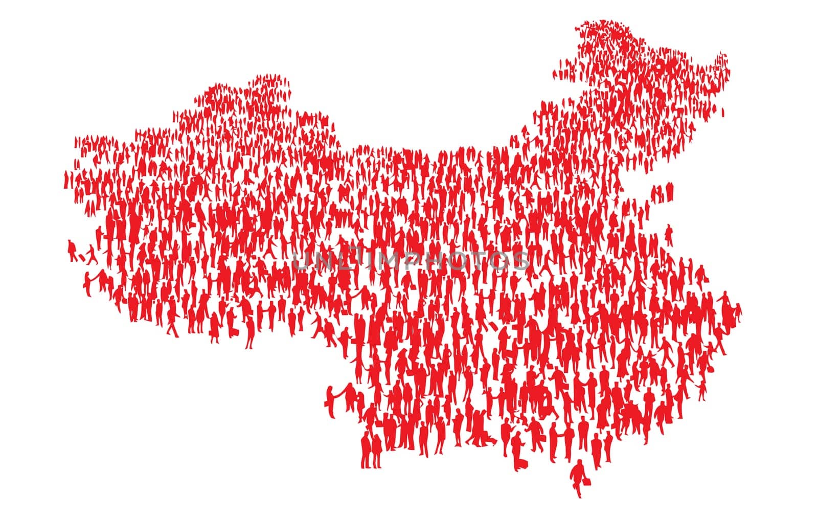china map population persons red illustration
