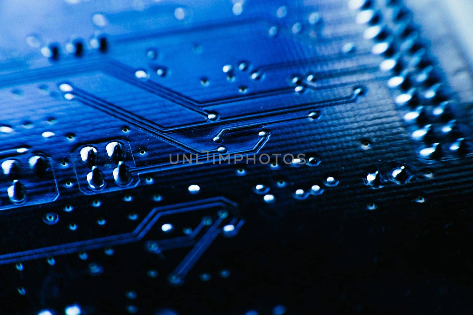computer board sky blue color close up.
