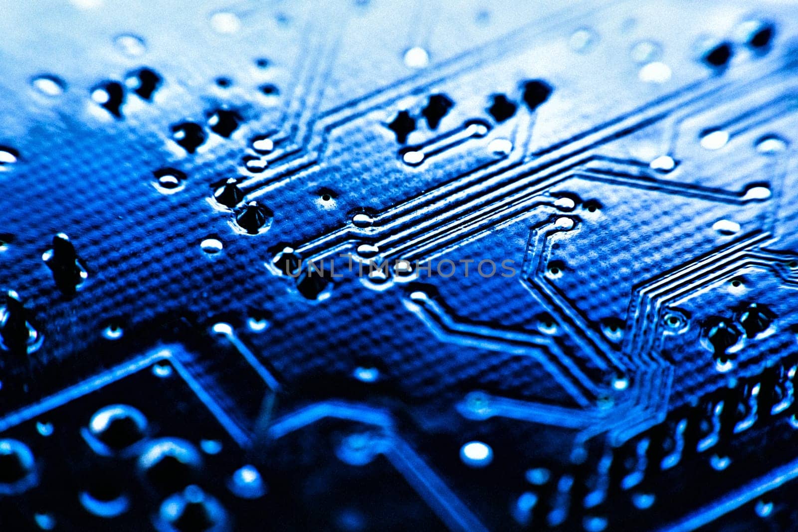 computer board sky blue color close up.
