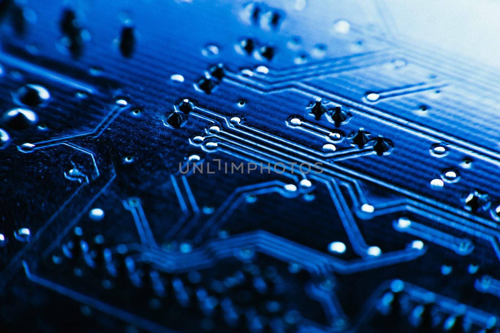 computer board sky blue color close up.