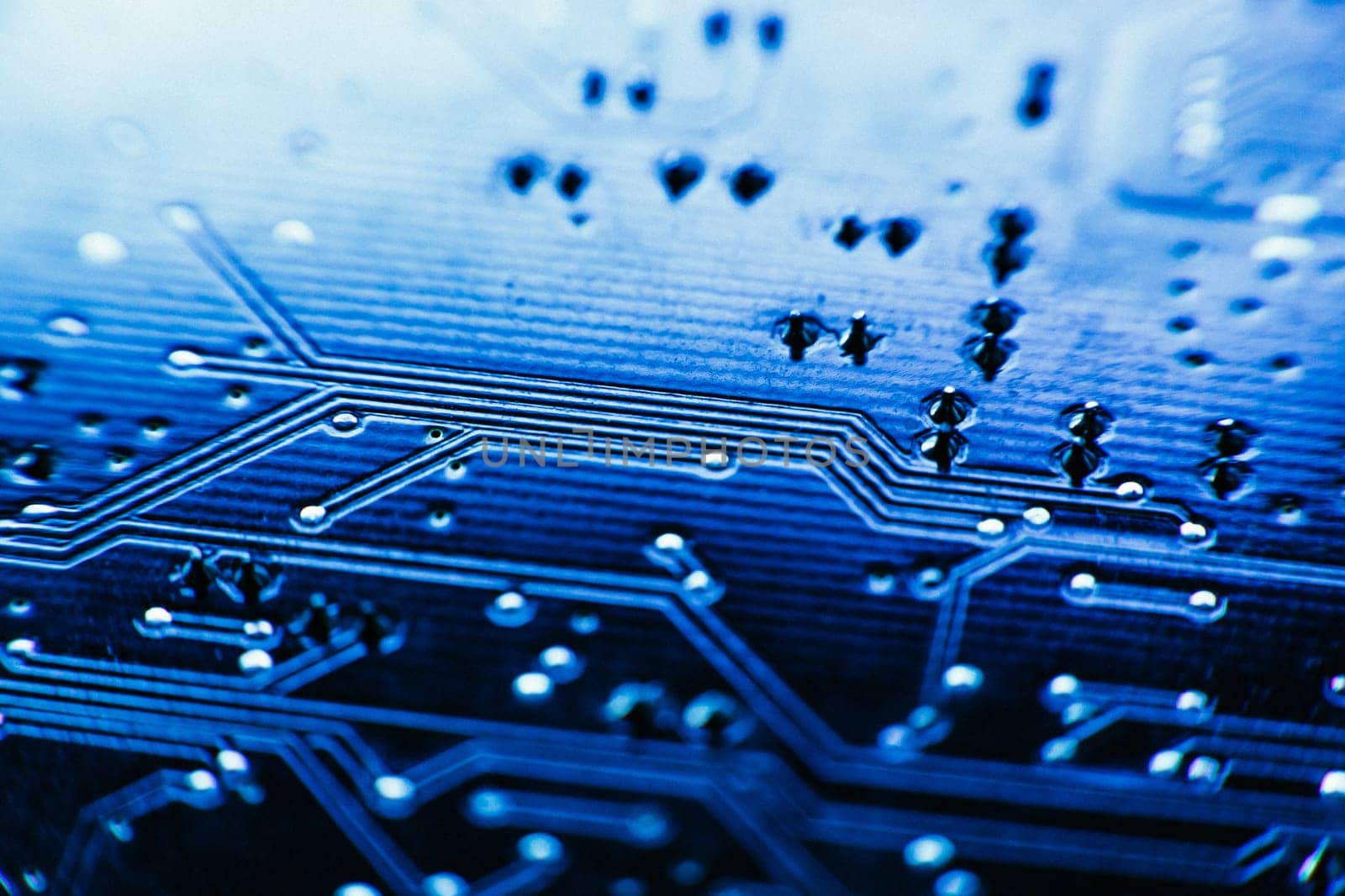 computer board sky blue color close up.