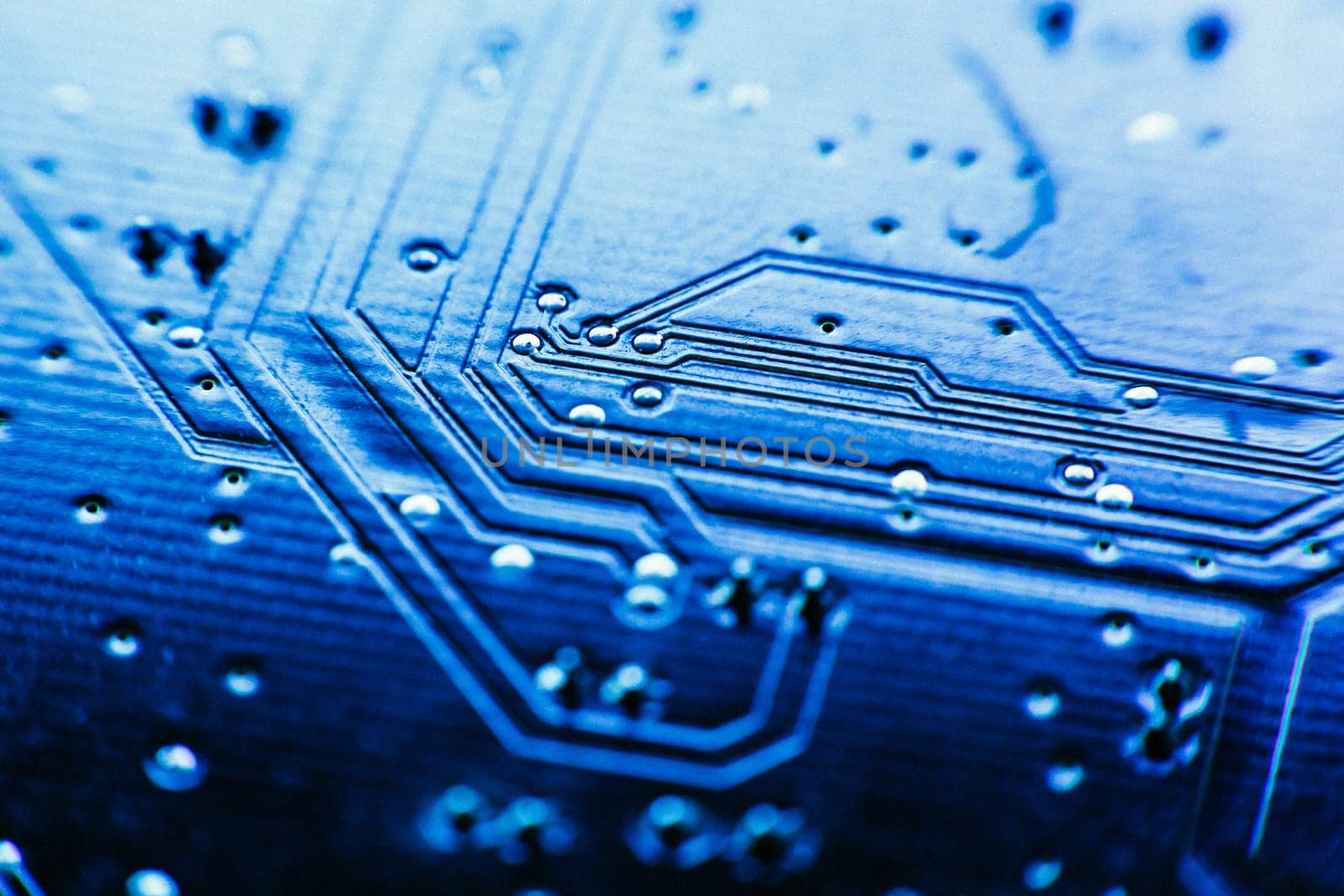 computer board sky blue color close up.