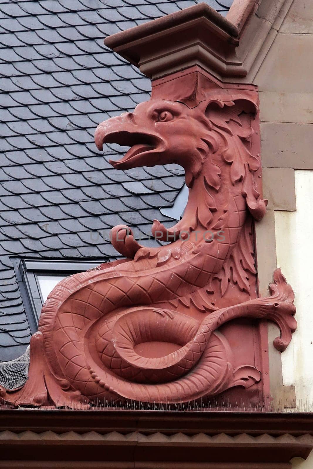 Mythical creatures as an architectural detail in Heidelberg's main street