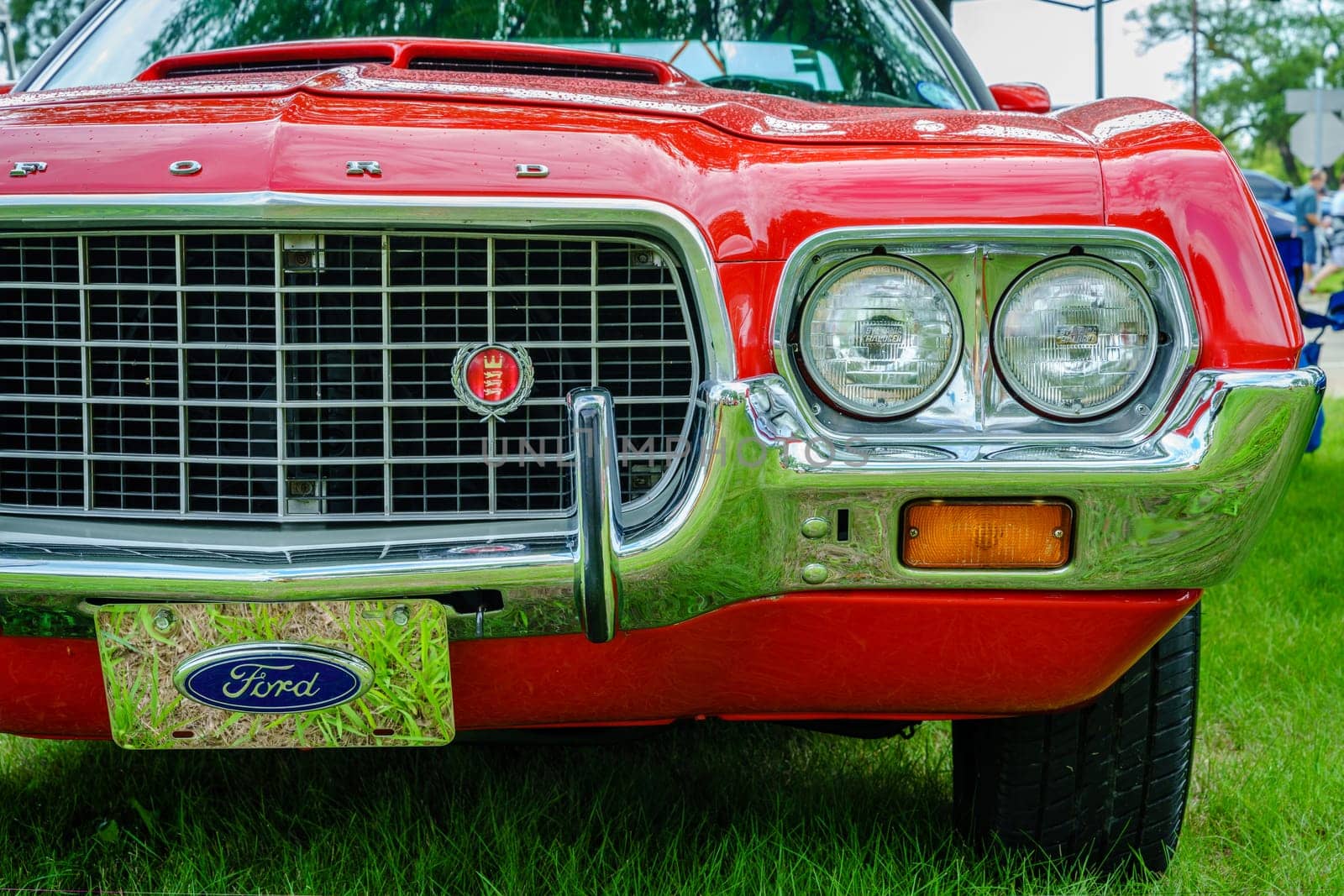 Detroit, Michigan, August 19, 2016: Front view of 1972 Ford Torino at Woodward Dream Cruise - largest one-day automotive event in USA